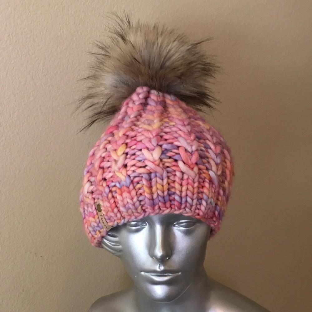 Hand knit Merino Wool Beanie Hat